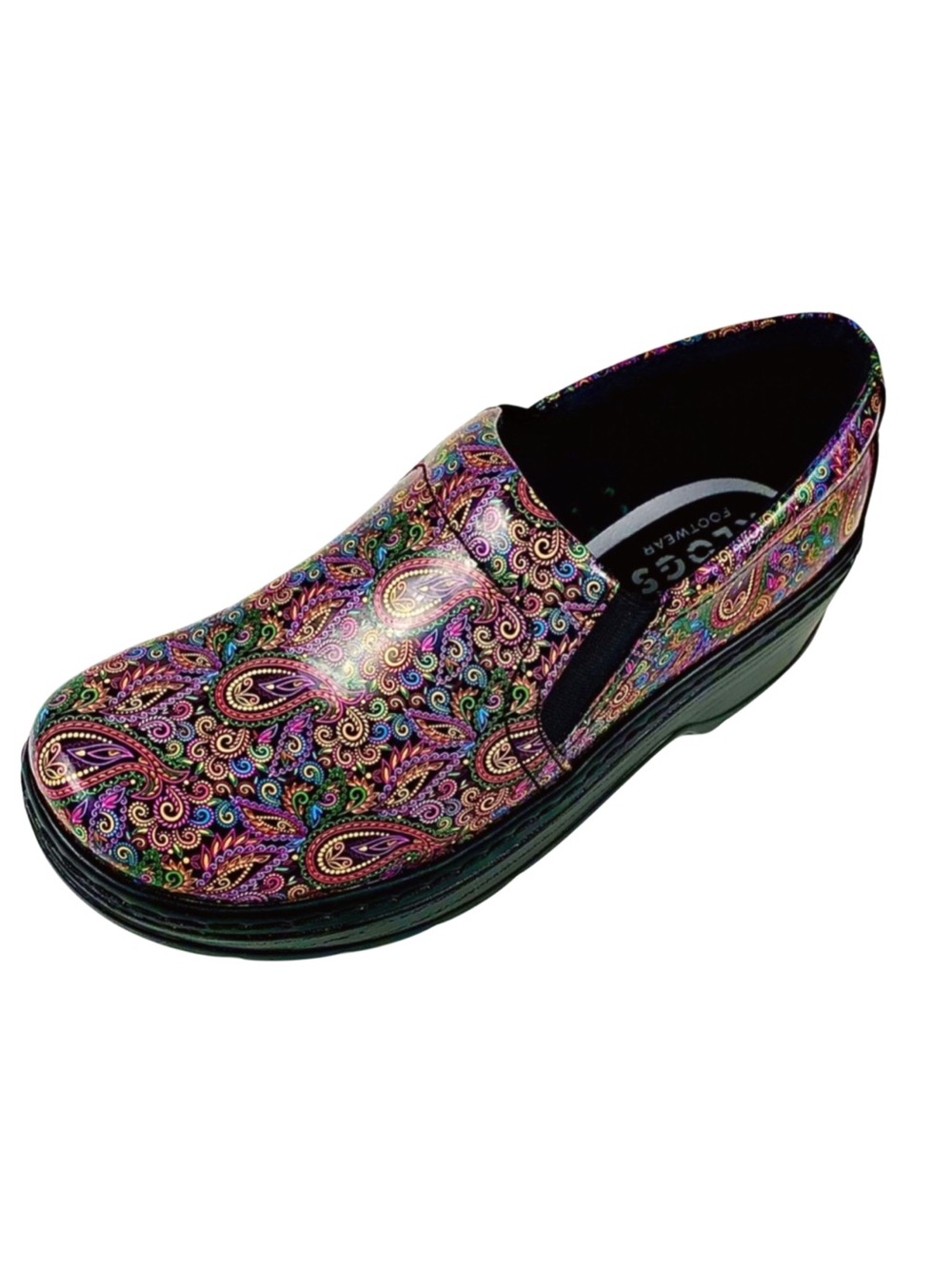 Klogs Womens Paisley Patent Leather Klogs Size 6